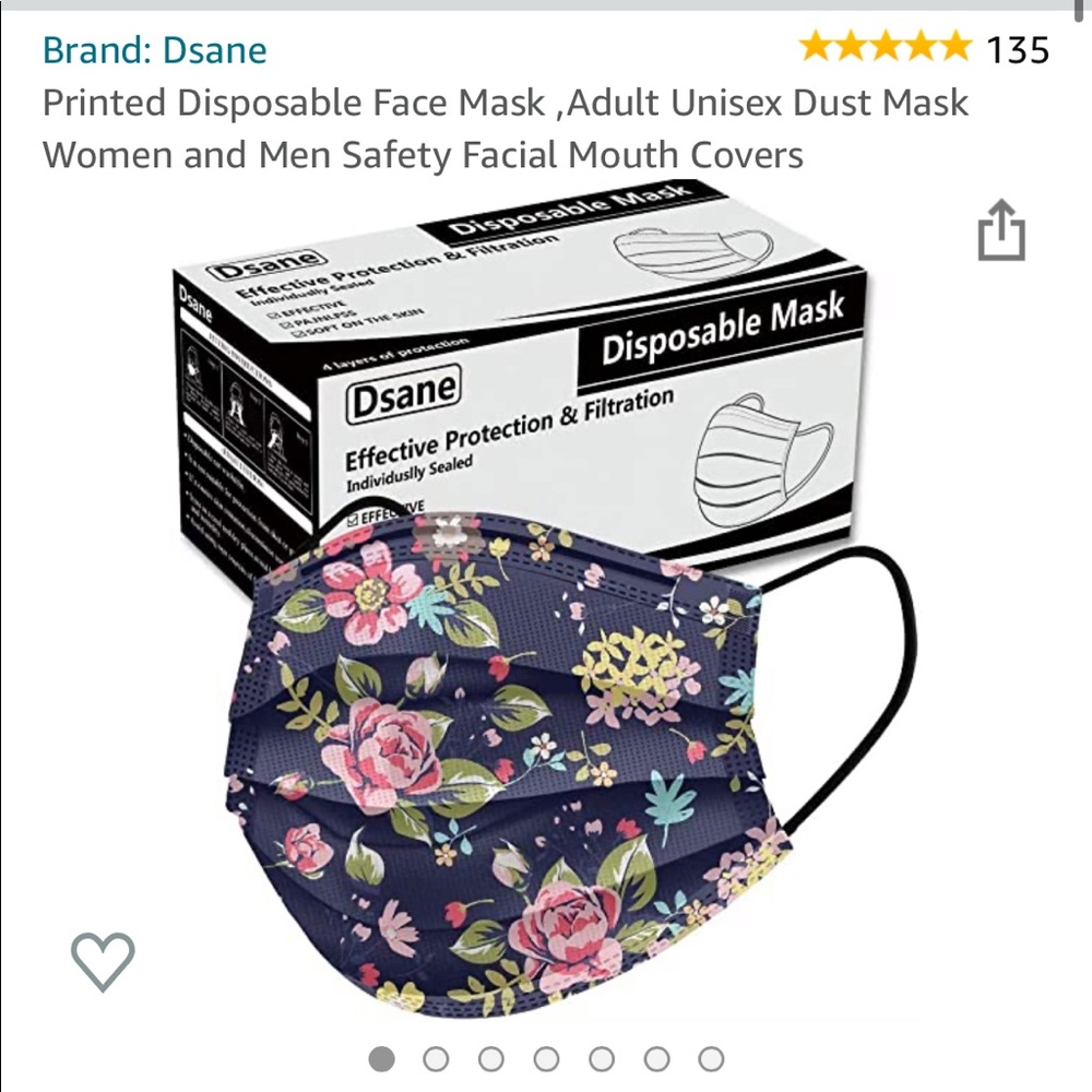 Box of 50 Unopened Floral Face Masks